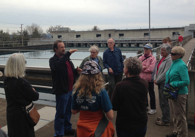 Behind us is a 2-million gallons of water; the tank is actually a settling basin for any particulate matter.