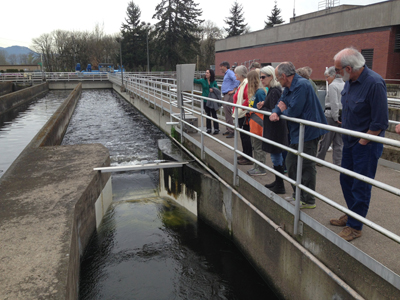 Treated water that is almost ready to be returned to the Willamette River.